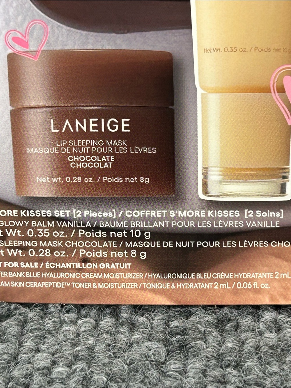 LANEIGE S'more Kisses Set Lip Glowy Balm VANILLA & Lip Sleeping Mask CHOCOLATE 🍫 - Picture 2 of 5